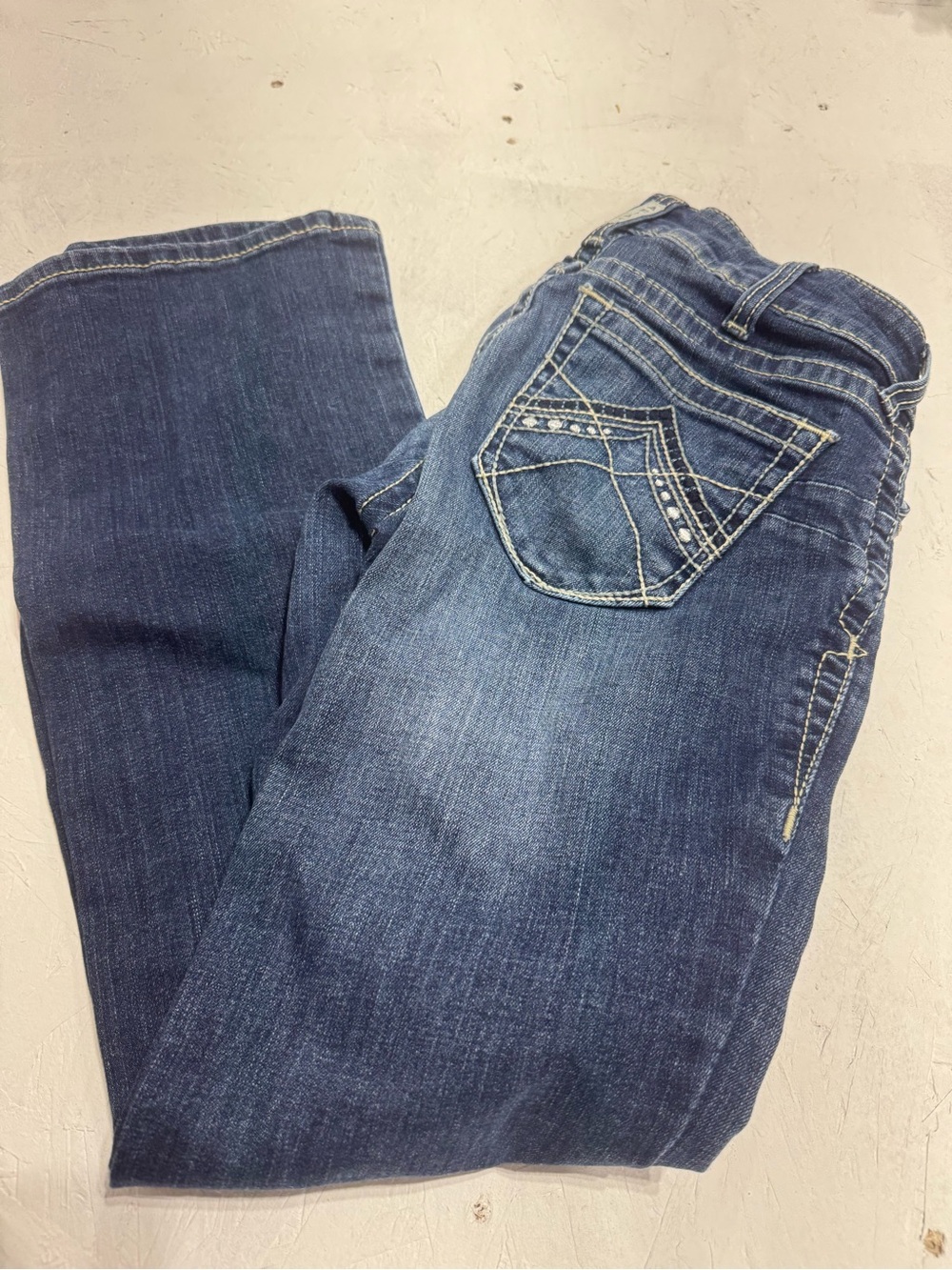 Ariat Dark Blue Boot Cut Jeans with Embroidered Back Pocket